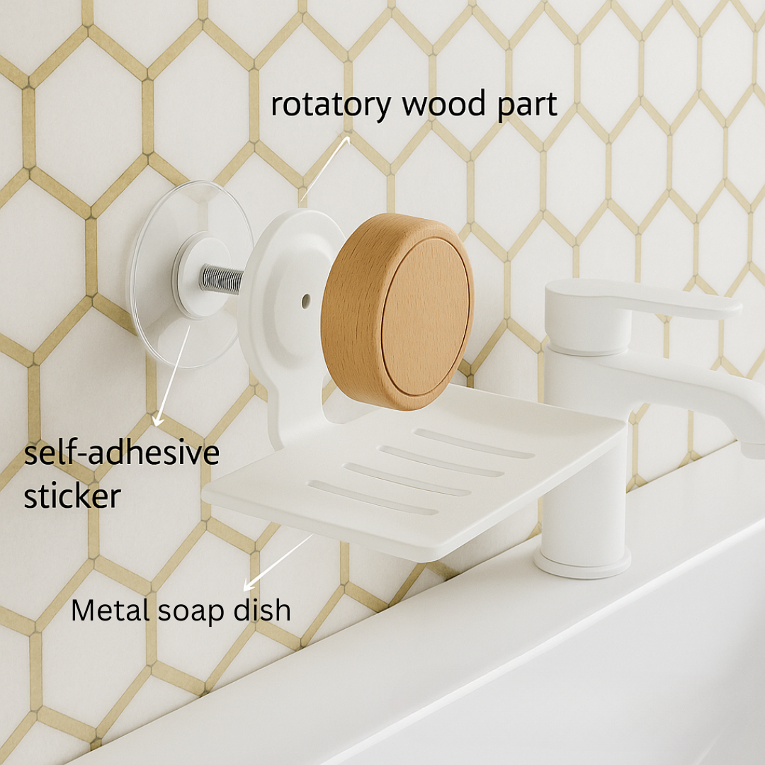 Metal soap dish with wooden part attached to a tiled wall soap dish with holder	
soap holder	
shower soap holder	
soap dish holder	
bar soap holder	
soap bar holder	
holder for soap	
soap holder shower	
bathroom soap holder	
bathtub soap holder	